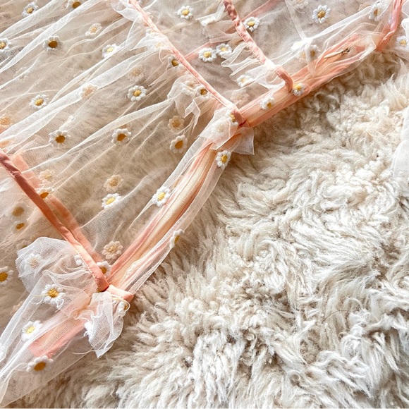 ✨Last Chance💋🌸🌼DÔEN ‘Orelia’ Daisy Embroidered Tiered Tulle Dress S✨ - Picture 12 of 15
